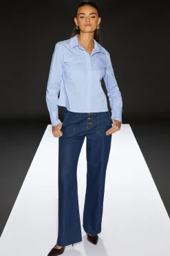 Runway 1.8.1.8 Stripe Poplin Cropped Boxy Utility Shirt