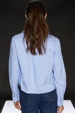 Runway 1.8.1.8 Stripe Poplin Cropped Boxy Utility Shirt