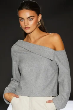 Runway 1.8.1.8 Wool Blend Fold Over Asymmetric Top