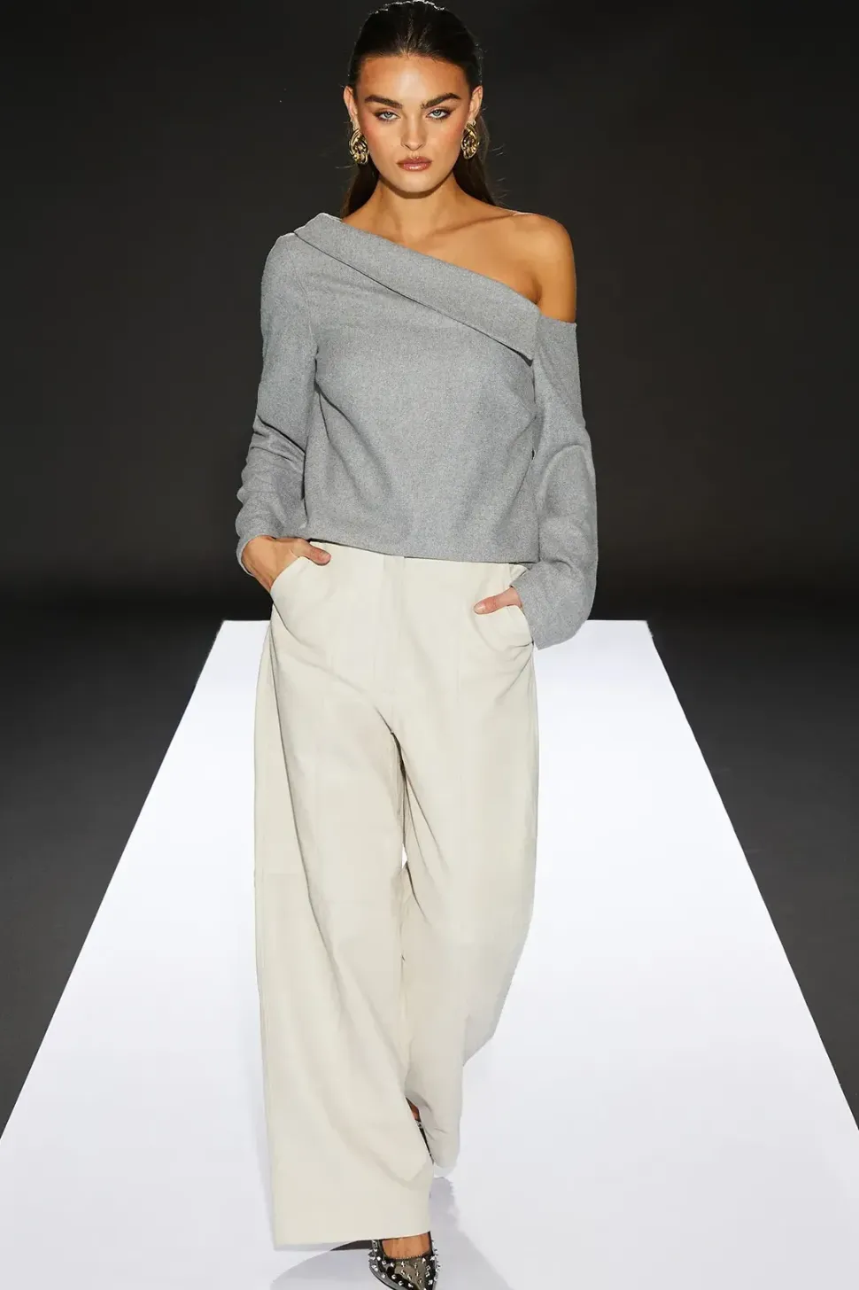 Runway 1.8.1.8 Wool Blend Fold Over Asymmetric Top