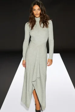 Runway 1.8.1.8 Wool Blend Rib Asymmetric Hem Dress