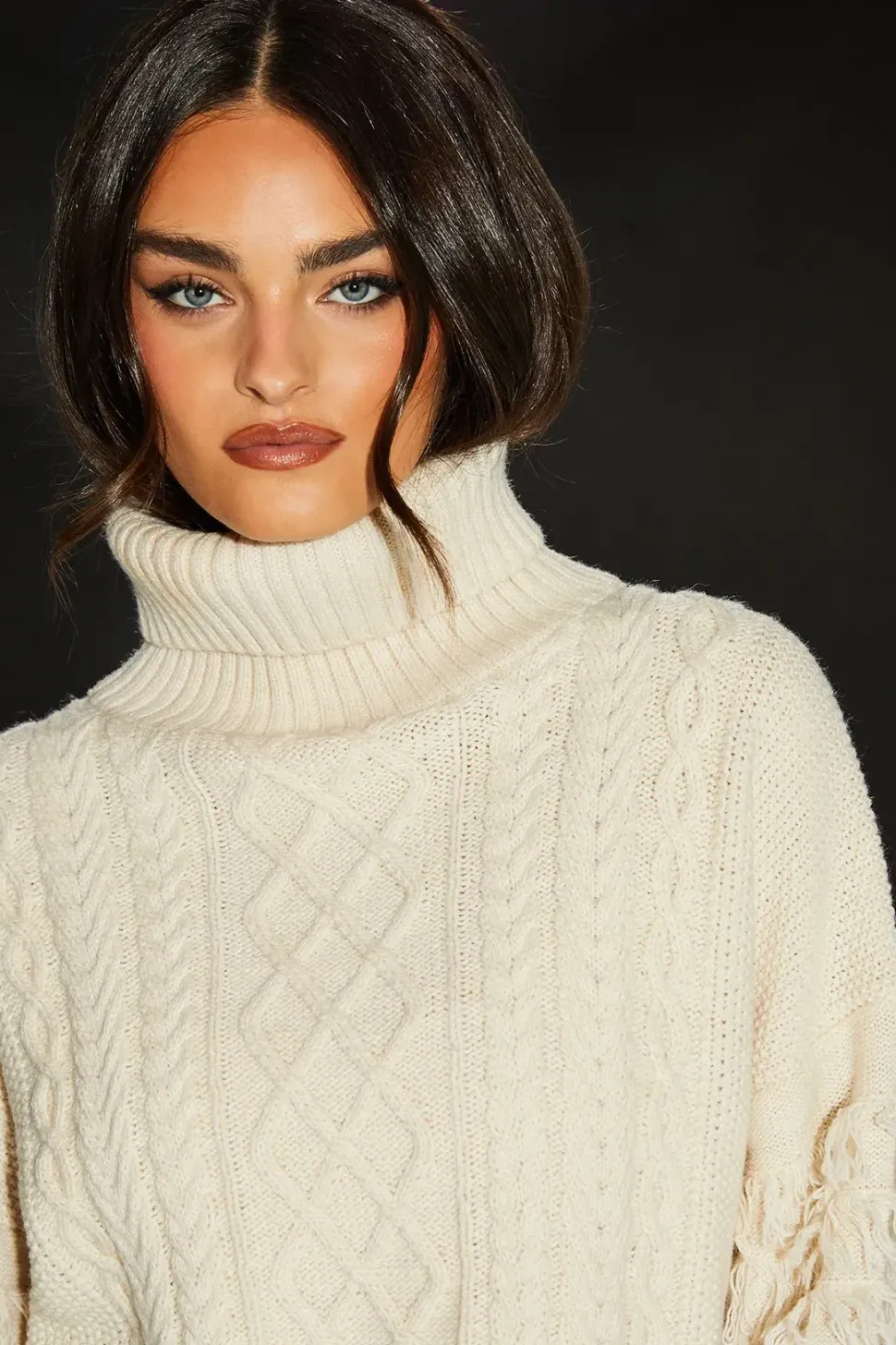 Runway 1.8.1.8 Wool Blend Shaggy Sleeve Cable Knit Jumper