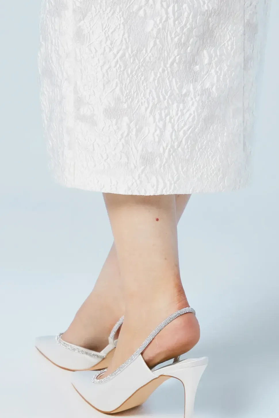 Sabrina Bridal Satin Diamante Trim Slingback High Stiletto Court Shoes