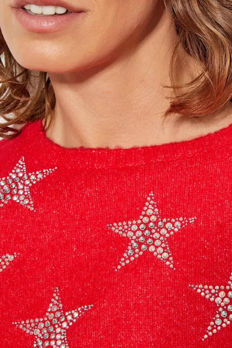 Sabrina Embellished Star Jumper Red