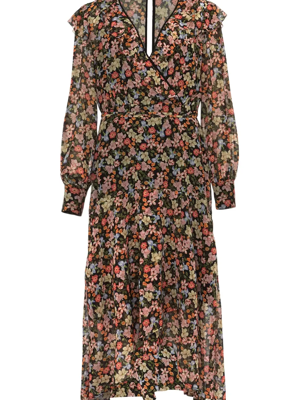 Sadie Floral Chiffon Ruffle Dress-Floral