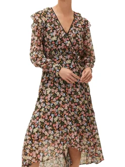 Sadie Floral Chiffon Ruffle Dress-Floral