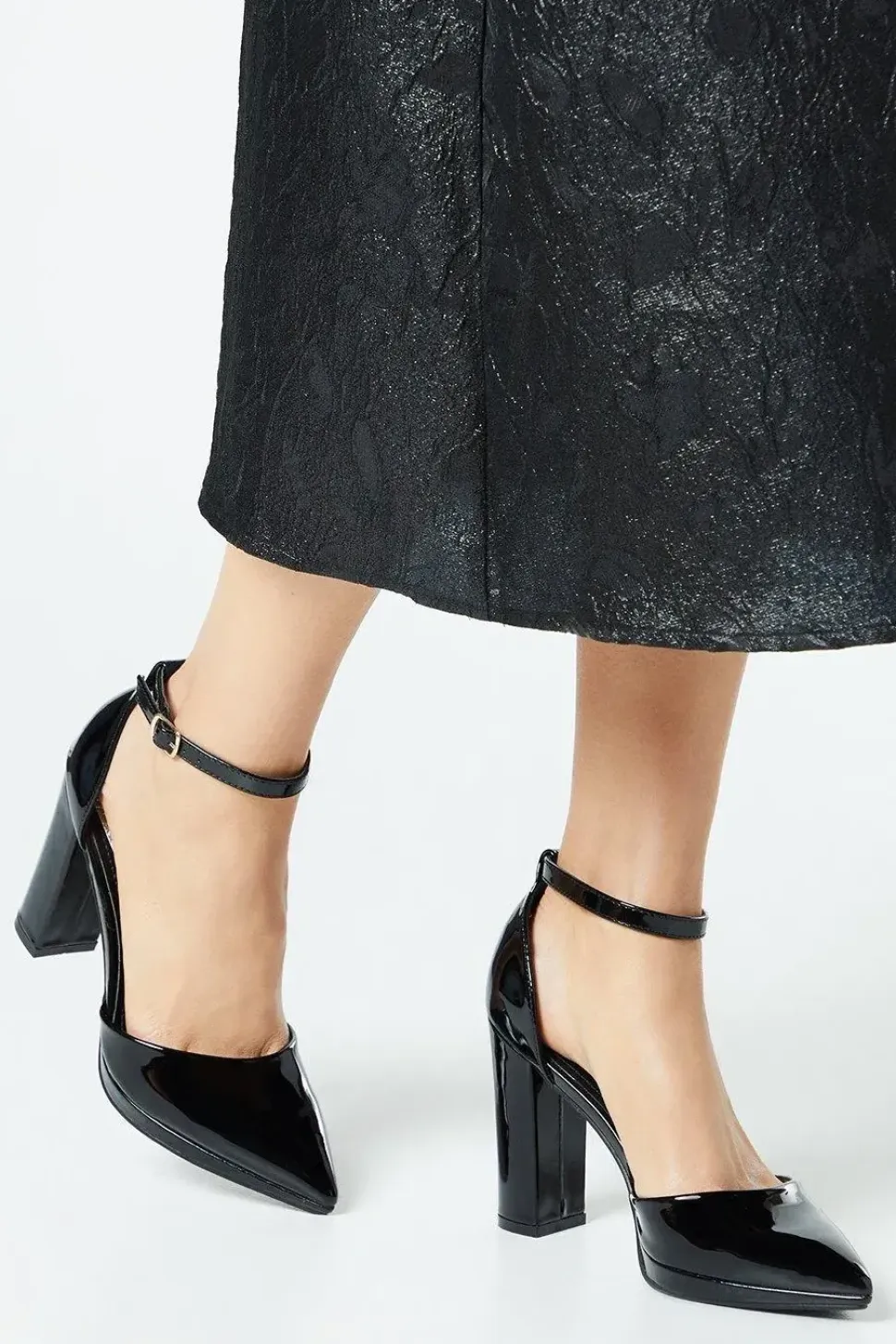 Sadie Platform Pointed High Block Heel Court Shoes