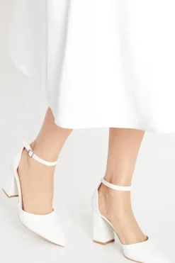 Saffi Bridal Pointed High Block Heel Court Shoes