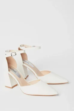 Saffi Bridal Pointed High Block Heel Court Shoes