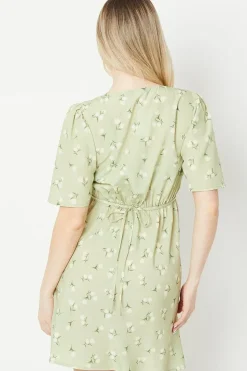 Sage Floral Empire Mini Dress