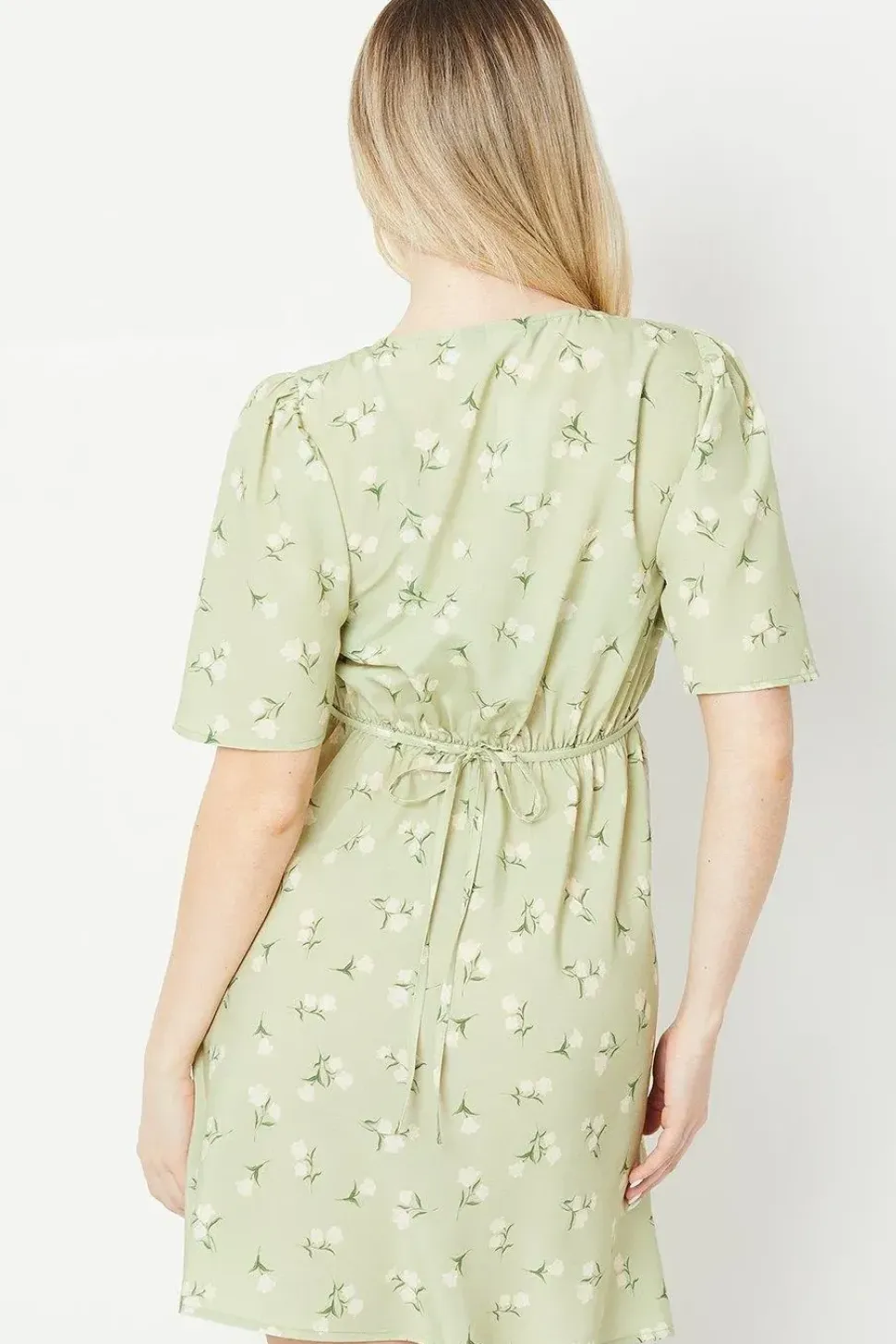 Sage Floral Empire Mini Dress