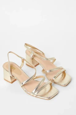Salt Asymmetric Strappy Slingback Medium Block Heeled Sandals