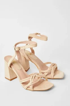 Samara Woven Spaghetti Strap High Block Heeled Sandals