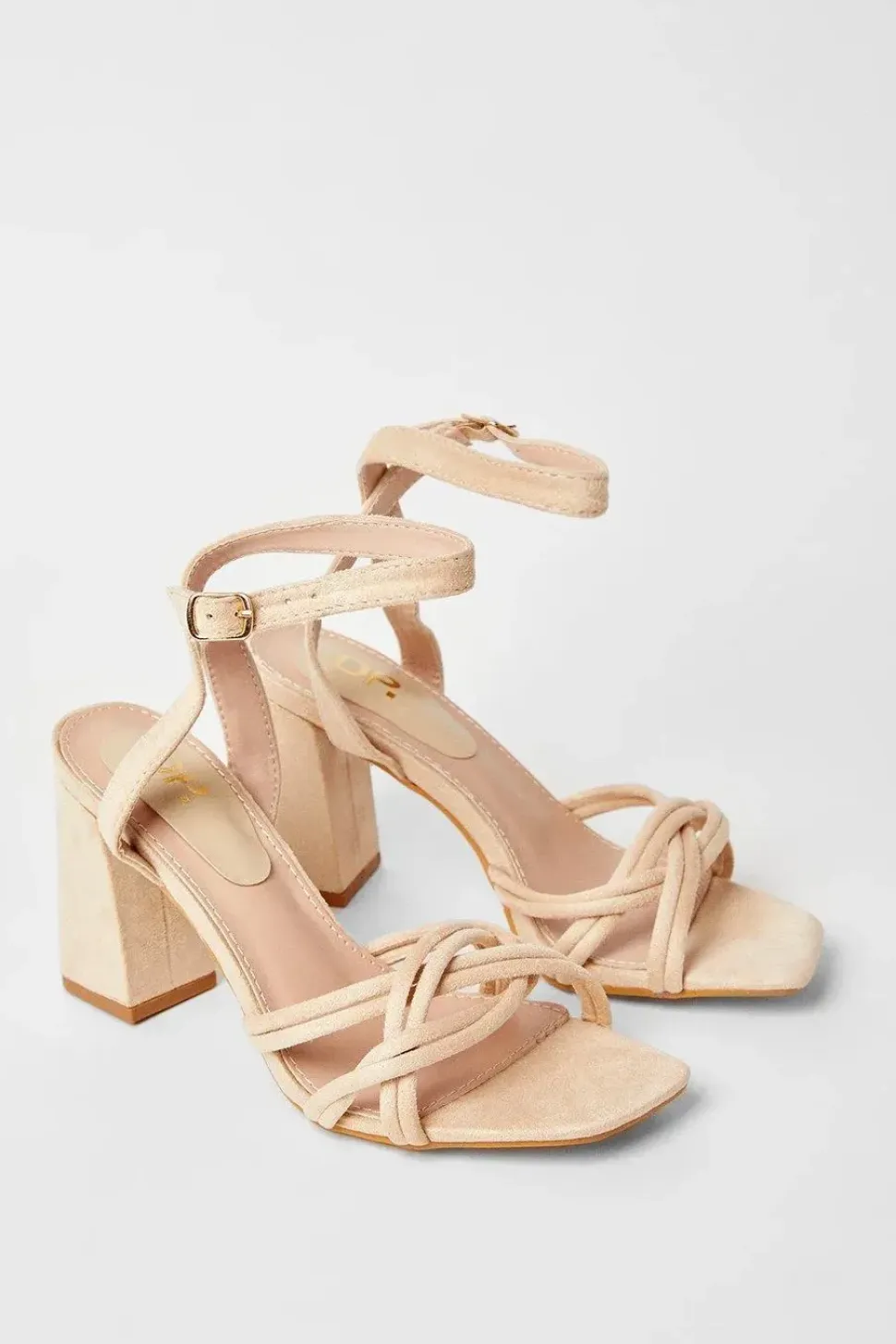 Samara Woven Spaghetti Strap High Block Heeled Sandals