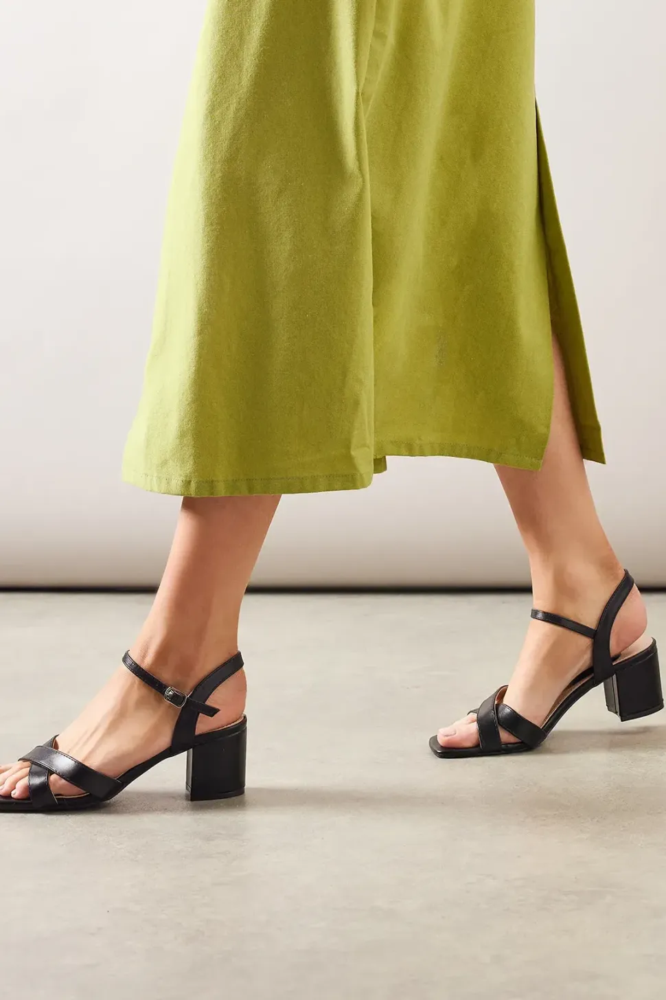 Samiya Cross Strap Medium Heel Sandal
