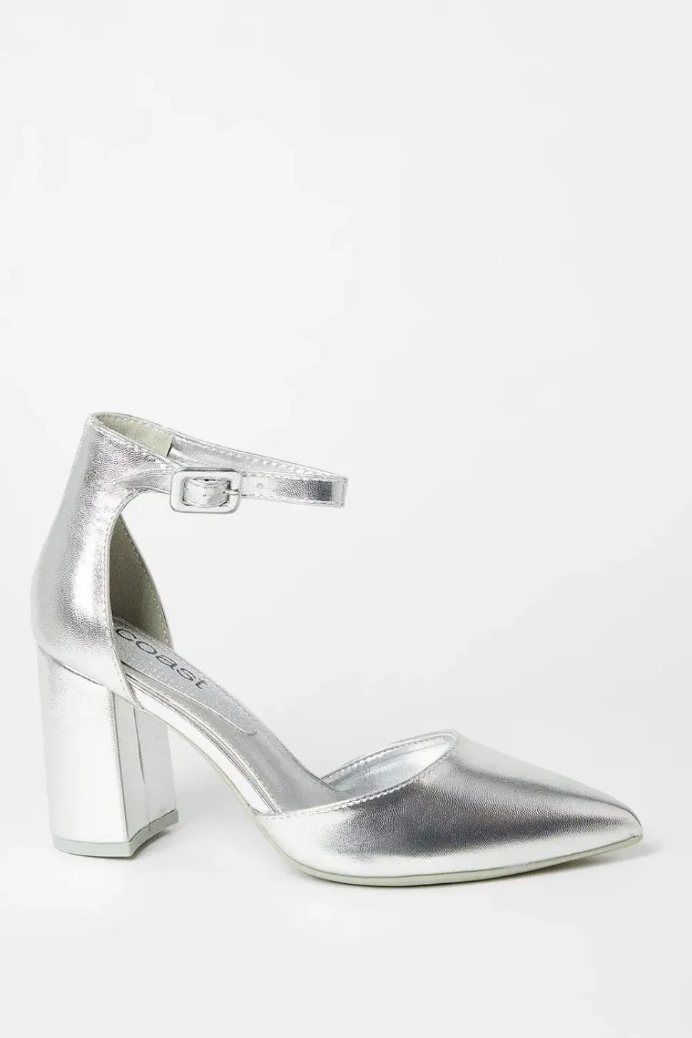 Saoirse Covered Buckle Open High Block Heel Court Shoes