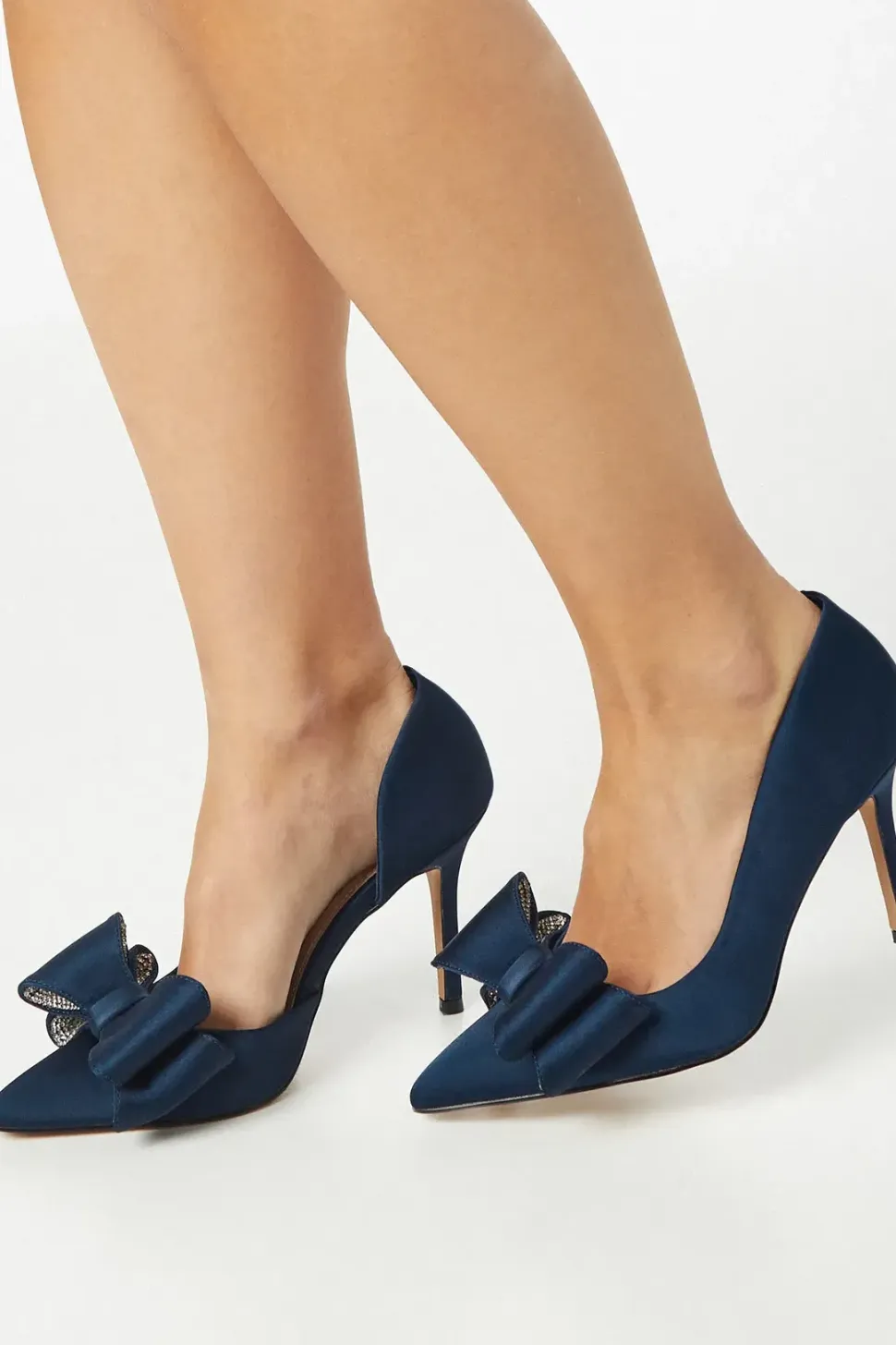 Sarai Diamante Bow Detail High Stiletto Court Shoes
