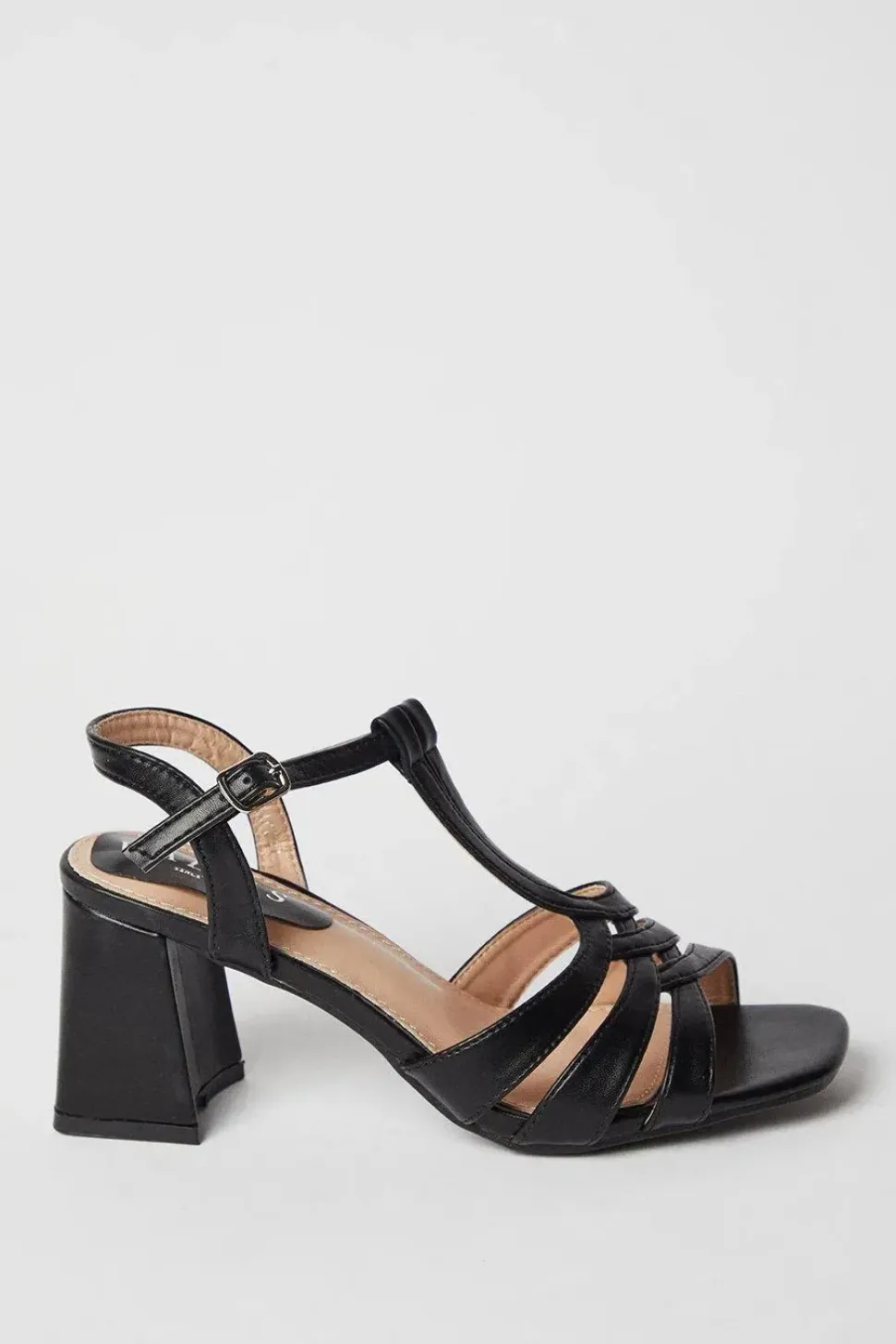Saras T Bar Medium Block Heeled Sandals