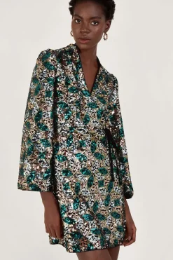 Sasha Sequin Wrap Dress