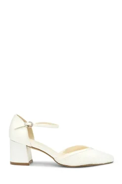 Satin and Lace 'Charla' Mid Block Heel Court Shoes