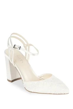 Satin and Lace 'Fauna' High Block Heel Court Shoes