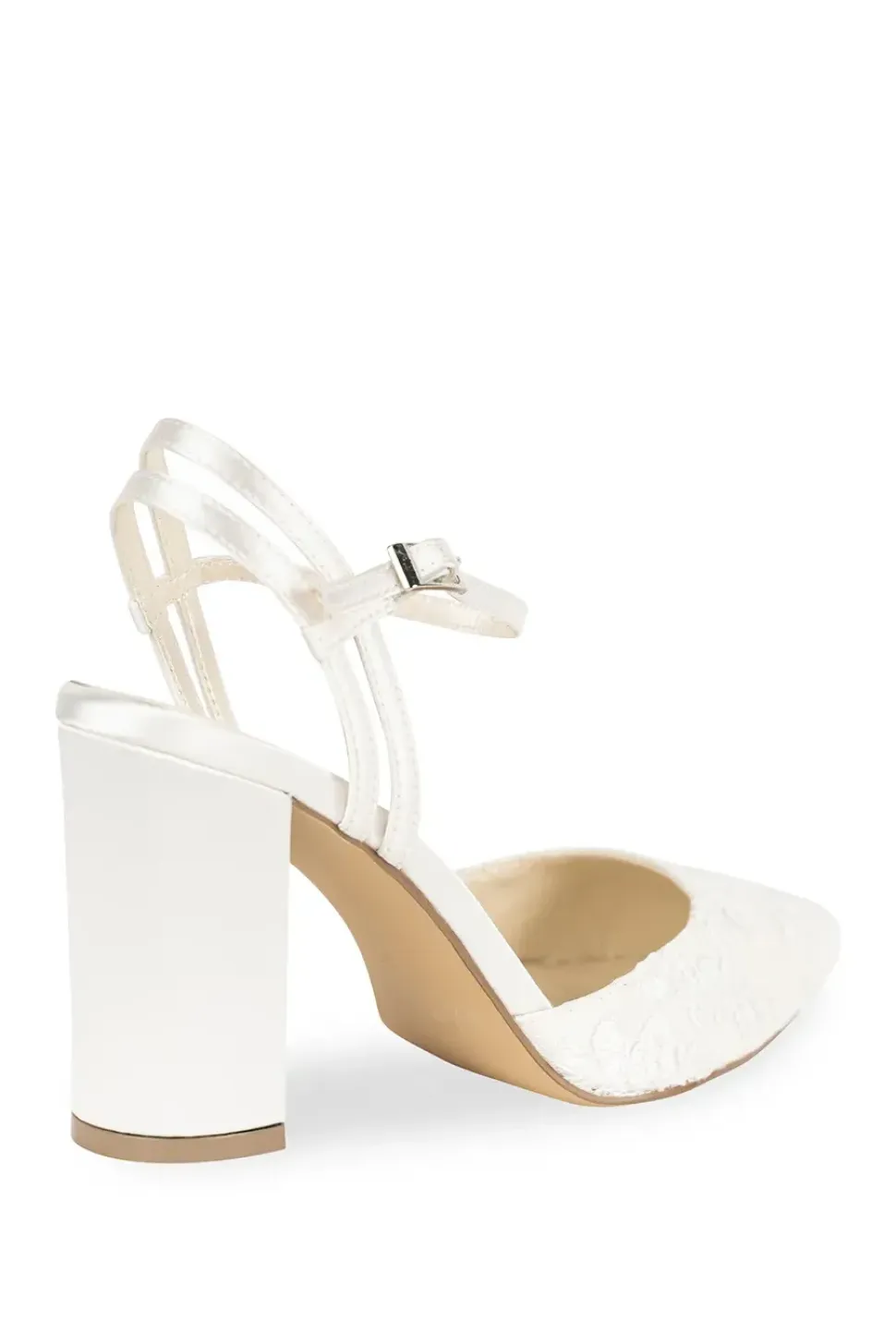 Satin and Lace 'Fauna' High Block Heel Court Shoes