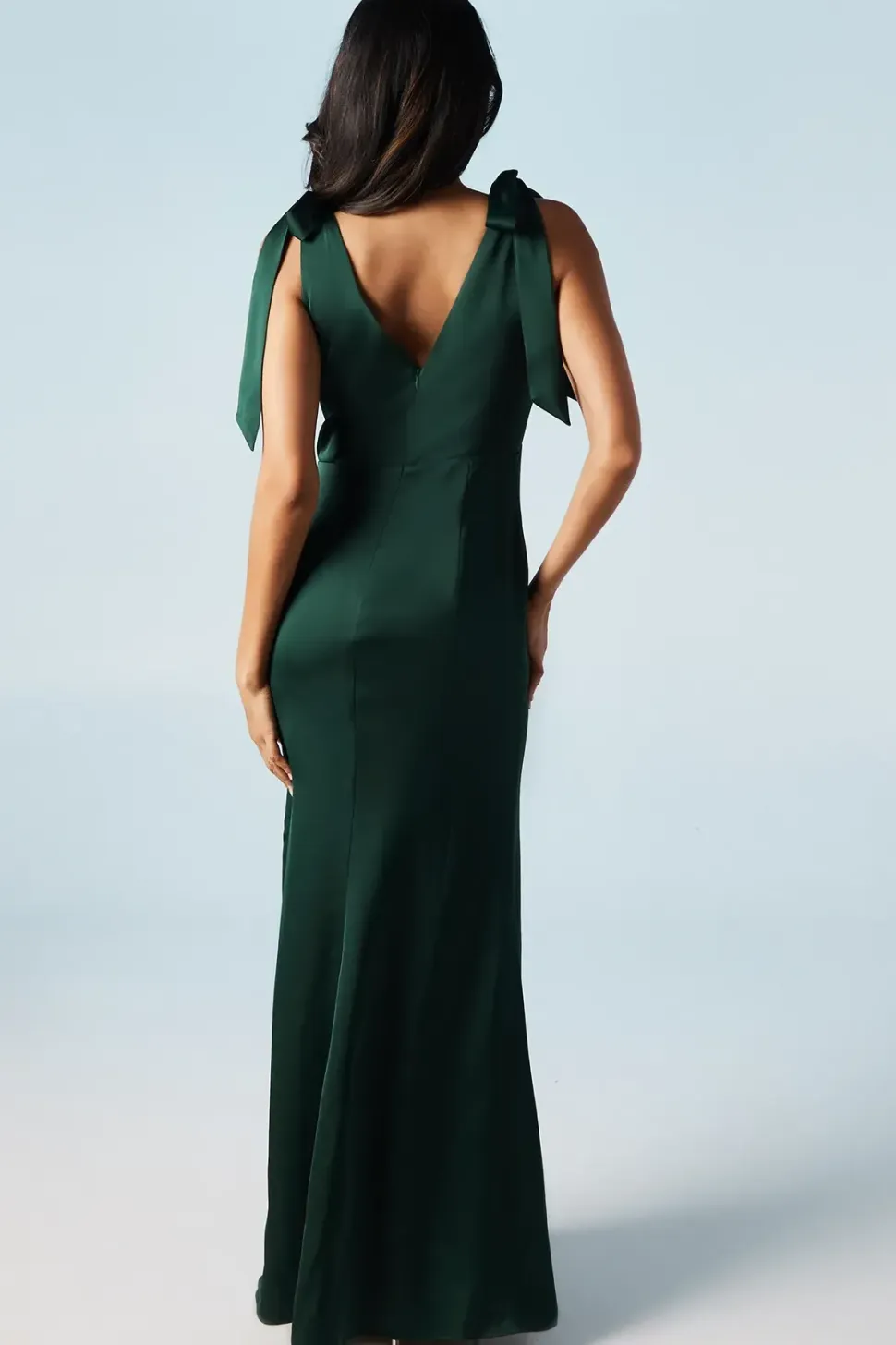 Satin Back Crepe Tie Shoulder Bridesmaids Dress
