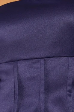 Satin Bandeau Pintuck Detail A-line Mini Dress