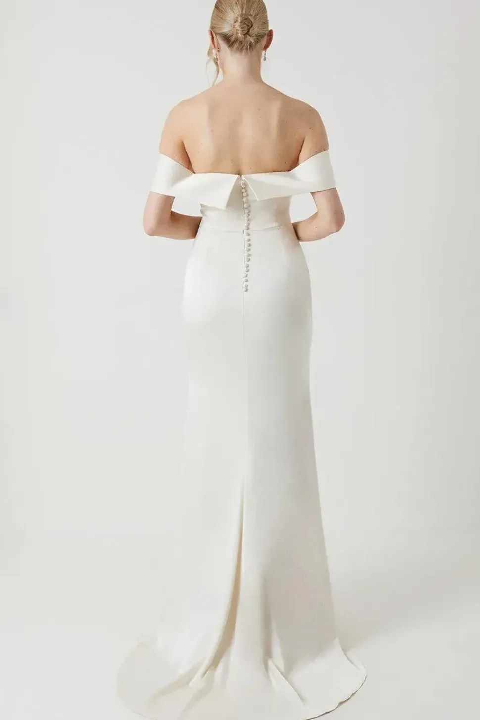 Satin Bardot Fishtail Maxi Dress With Train