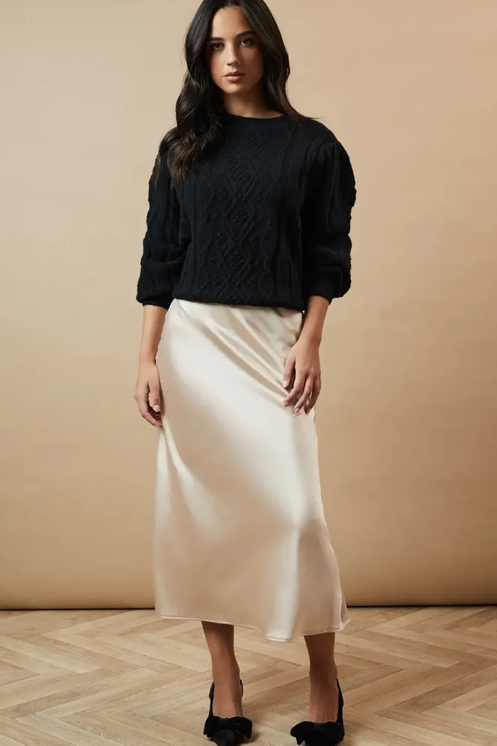 Satin Bias Cut Maxi Skirt