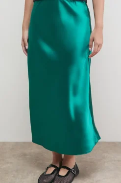 Satin Bias Cut Midi Skirt