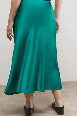 Satin Bias Cut Midi Skirt