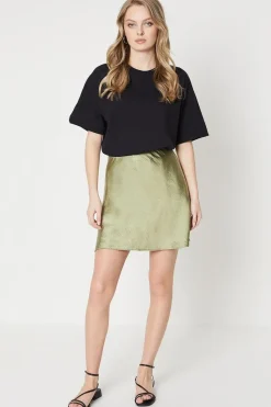 Satin Bias Cut Mini Skirt