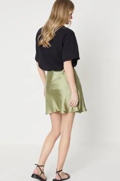 Satin Bias Cut Mini Skirt