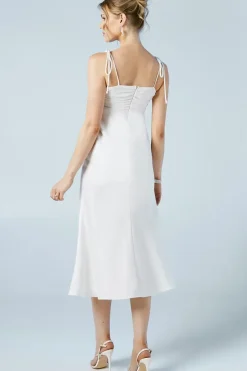 Satin Chiffon Mix Tie Shoulder Wedding Dress