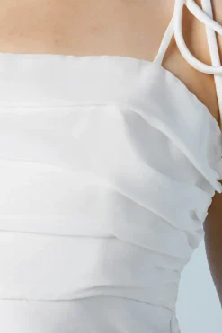 Satin Chiffon Mix Tie Shoulder Wedding Dress