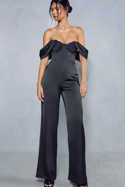 Satin Corset Bardot Jumpsuit