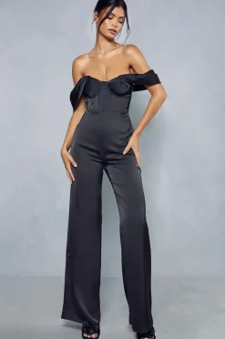 Satin Corset Bardot Jumpsuit