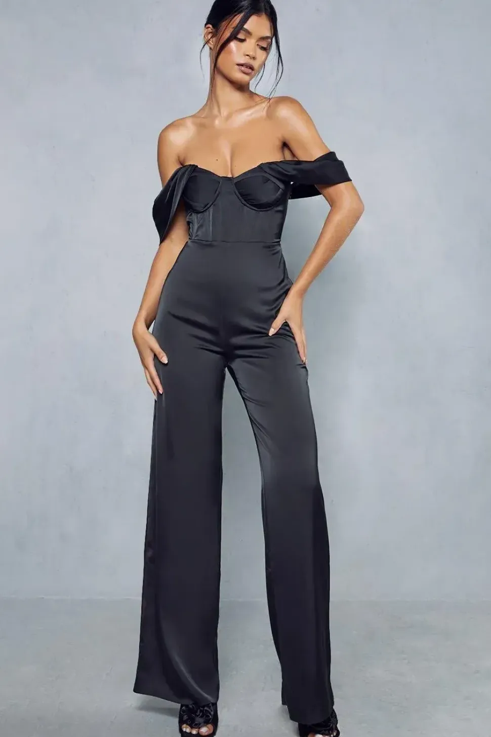 Satin Corset Bardot Jumpsuit