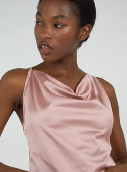 Satin Cowl Neck Mini Dress