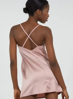 Satin Cowl Neck Mini Dress