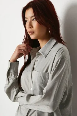 Satin Crepe Hotfix All Over Stud Blouse