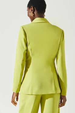 Satin Detail Drape Front Blazer