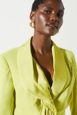 Satin Detail Drape Front Blazer