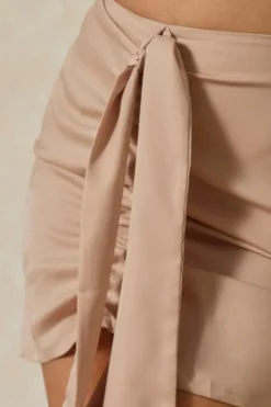 Satin Drape Detail Mini Skirt