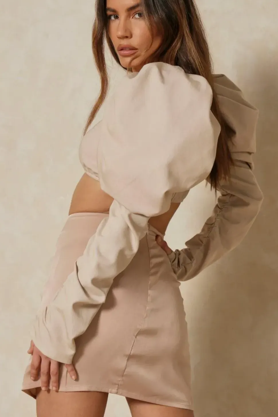 Satin Drape Detail Mini Skirt