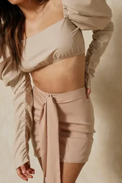 Satin Drape Detail Mini Skirt