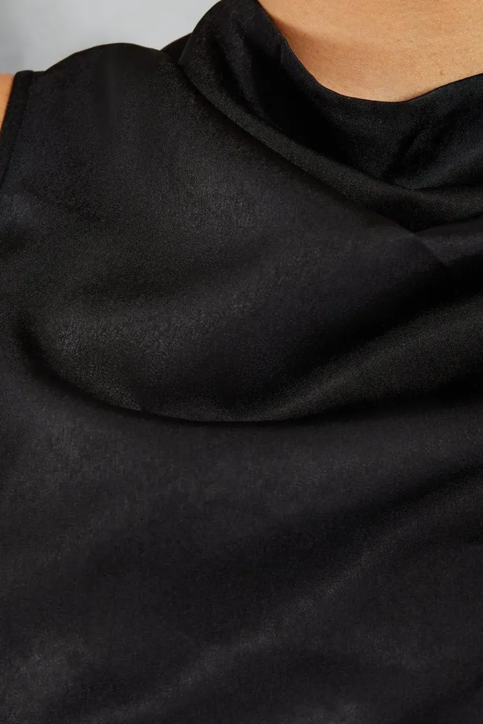 Satin Grown Neck Cut Out Back Fishtail Maxi Dress