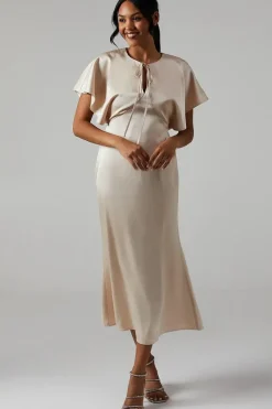 Satin Halter Bridesmaids Maxi Dress