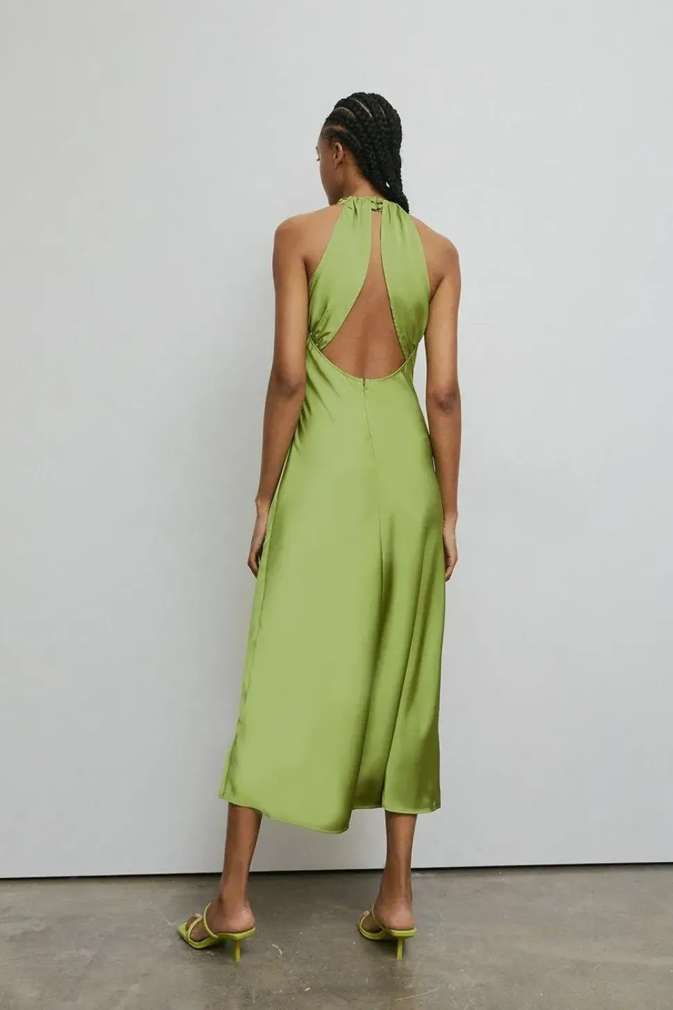 Satin Halter Neck Backless Slip Dress